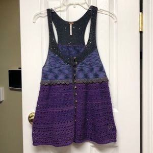 Beautiful Free People crocheted top. Purple bottom